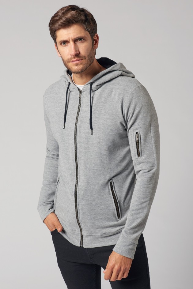 Campera Hood Basic Gris 2